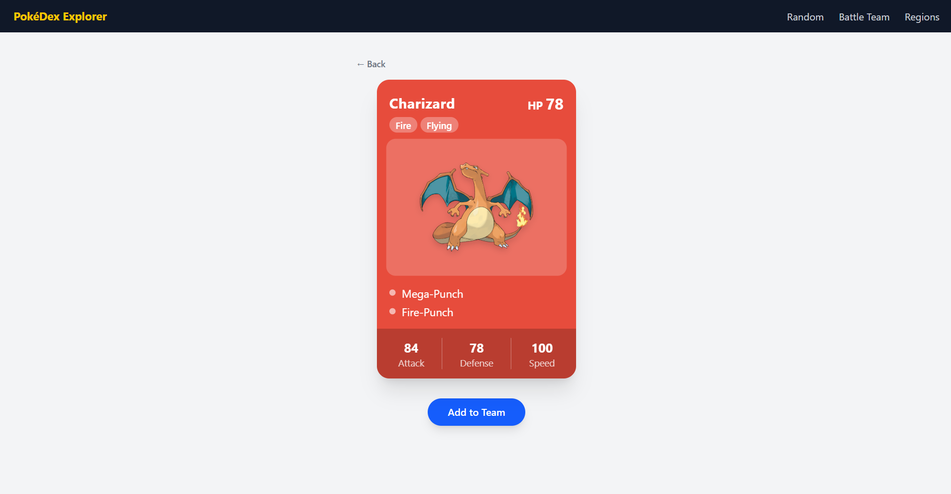 Screenshot of PokéDex Explorer